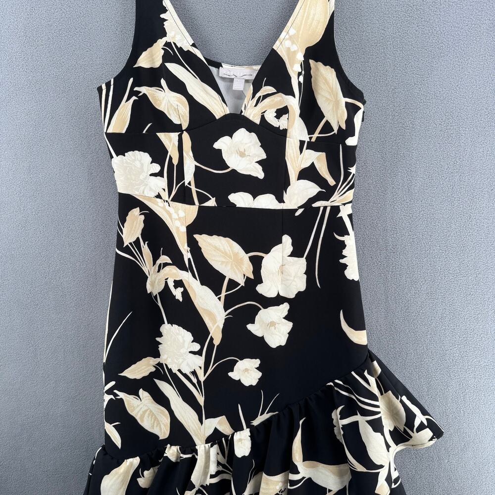 Chelsea 28 Print Tiered Ruffle Sleeveless Midi Dress Women S Black Plunge V Neck - Picture 4 of 14